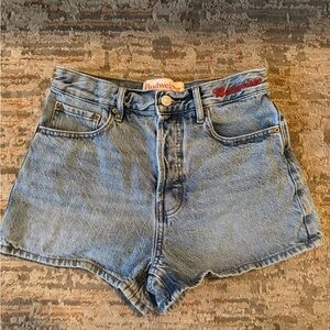 PacSun Budweiser Women's Light Blue High Rise Denim Shorts Size 26